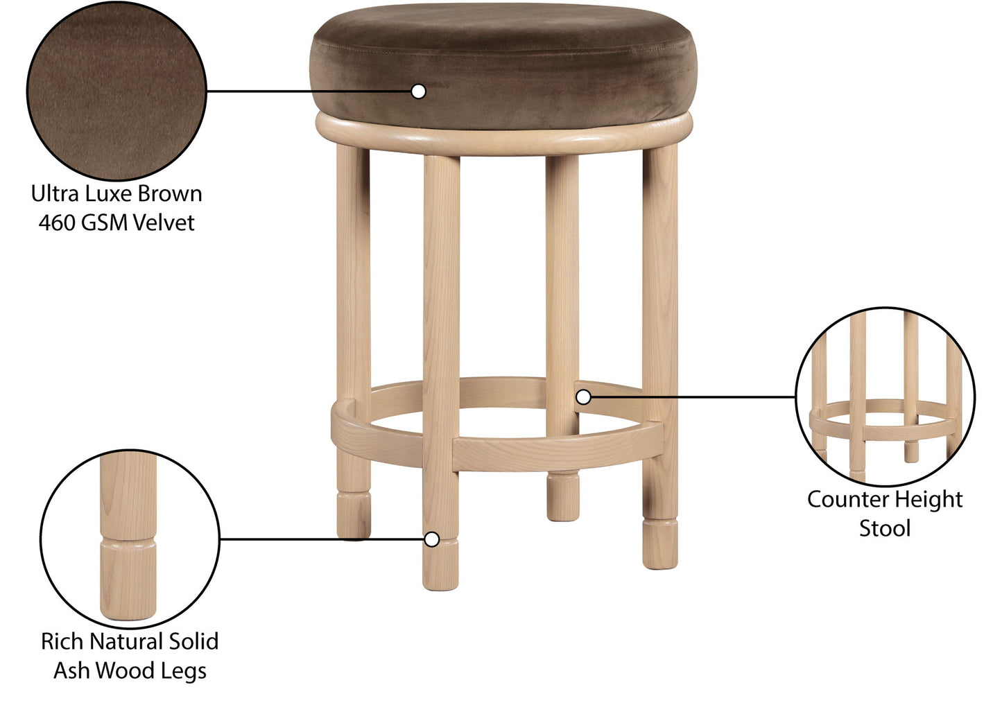 Monette - Counter Stool With Natural Base