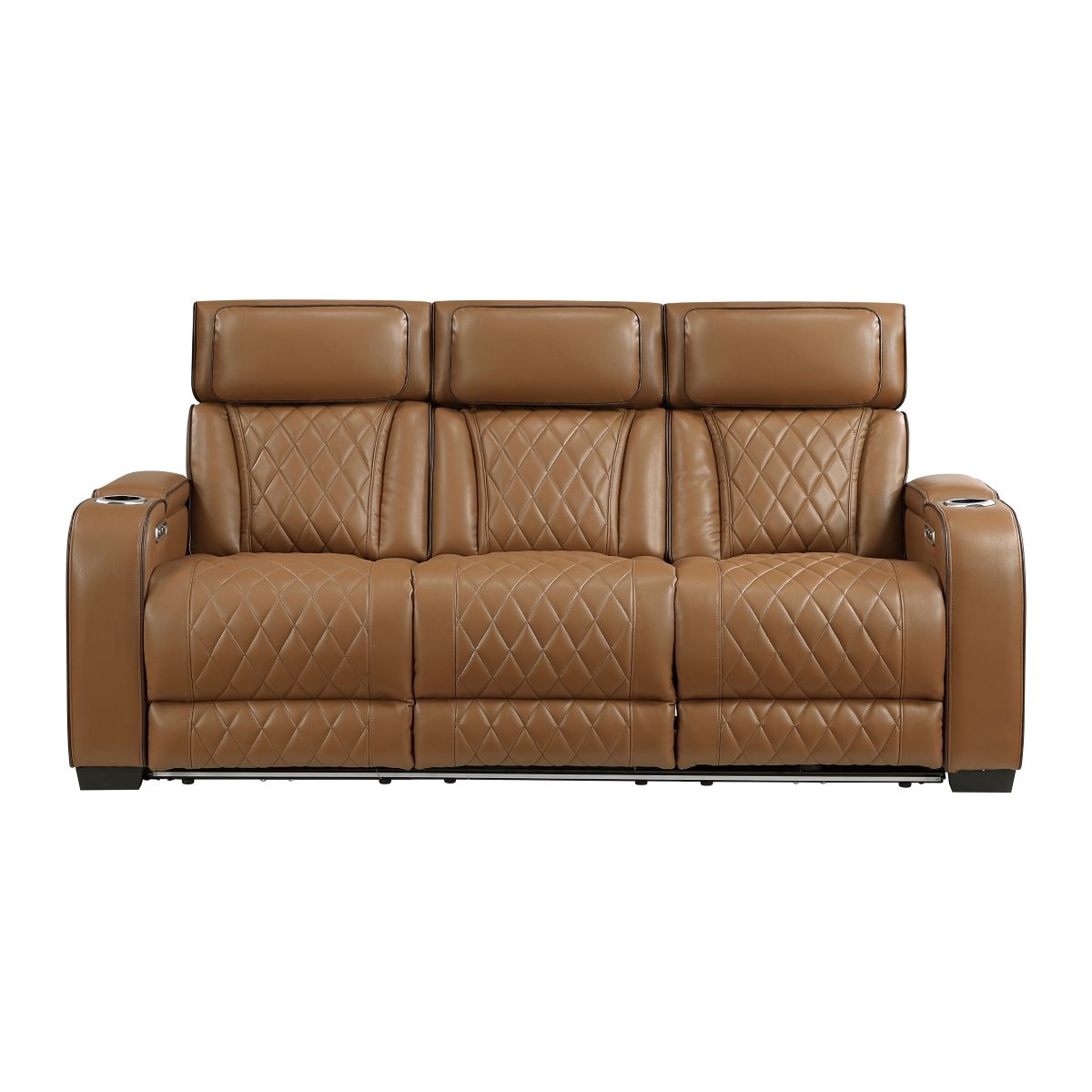 Fairway Power Double Reclining Sofa with Center Drop-Down Cup Holders, Power Headrests, Storage Arms(Top and Side), Cup holders and Reading Lights, Two Wireless Chargers, Charging Ports and LED Lighting