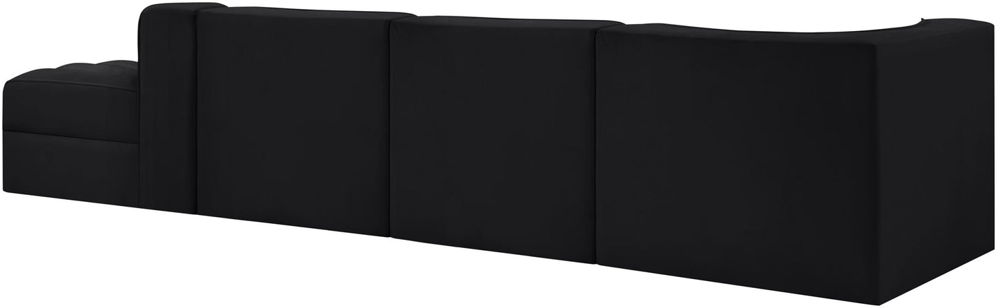 Rummi - Velvet Performance Fabric Upholstered 4 Piece Modular Sectional With Reverse Corner Chair