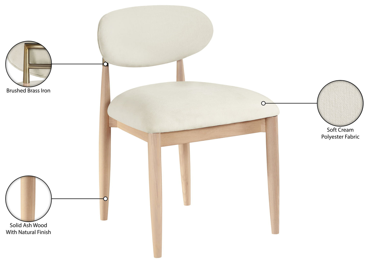 Riccio - Fabric Dining Side Chair (Set of 2) - Natural Frame