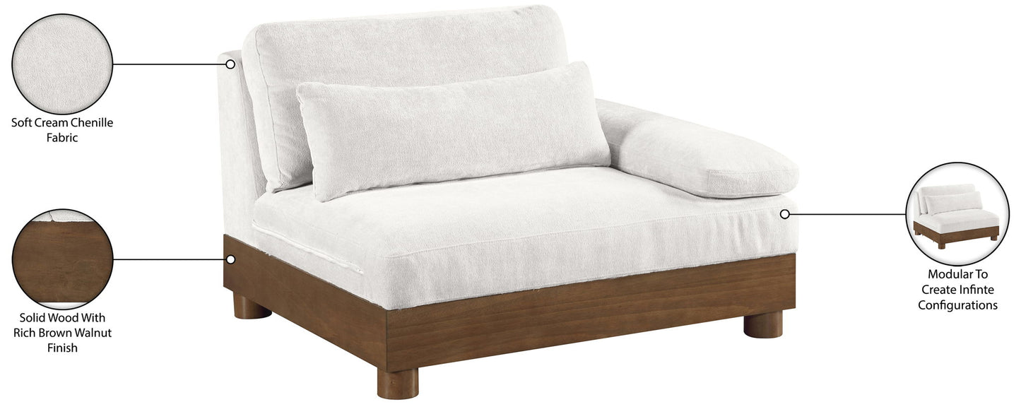 Turin - Chenille Fabric Upholstered Modular Arm Chair - Walnut Base