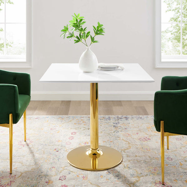 Verne 35" Square Dining Table - Gold White