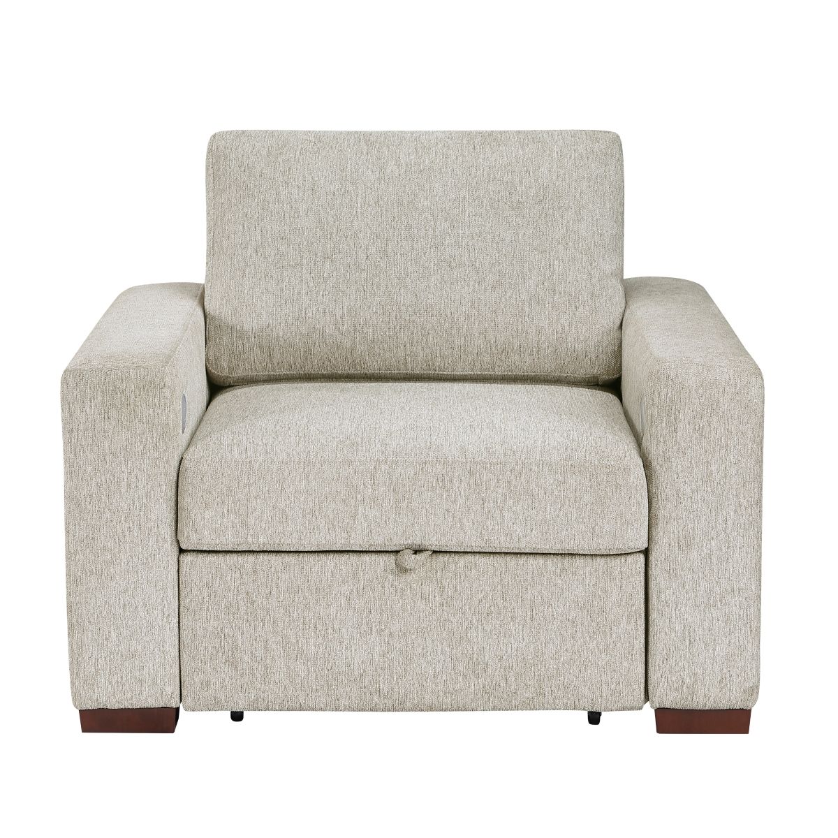 Isla Convertible Chair with Pull-out Bed, Click Motion Back, Two Arms with Shelves and Charging Ports