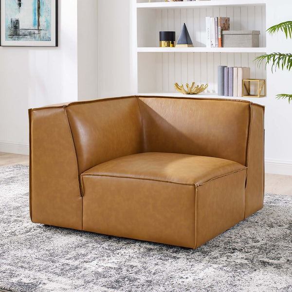 Restore Vegan Leather Sectional Sofa Corner Chair - Tan