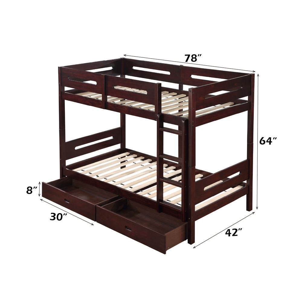 Nissa - Twin Over Twin Bunk Bed - Espresso