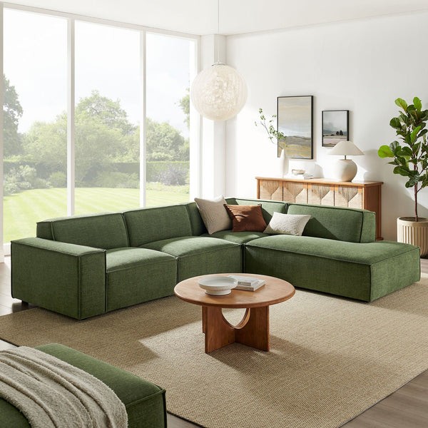 Restore 4-Piece Performance Fabric Upholstered Modular L-Shaped Sofa - Foliage