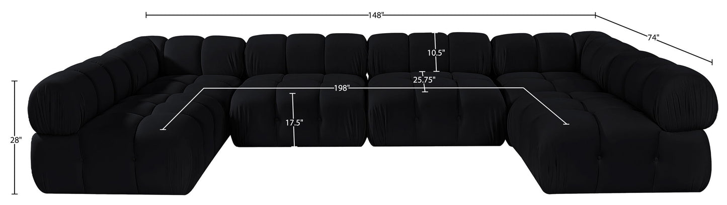 Orin - U-Shaped Velvet 6 Piece Modular Sectional
