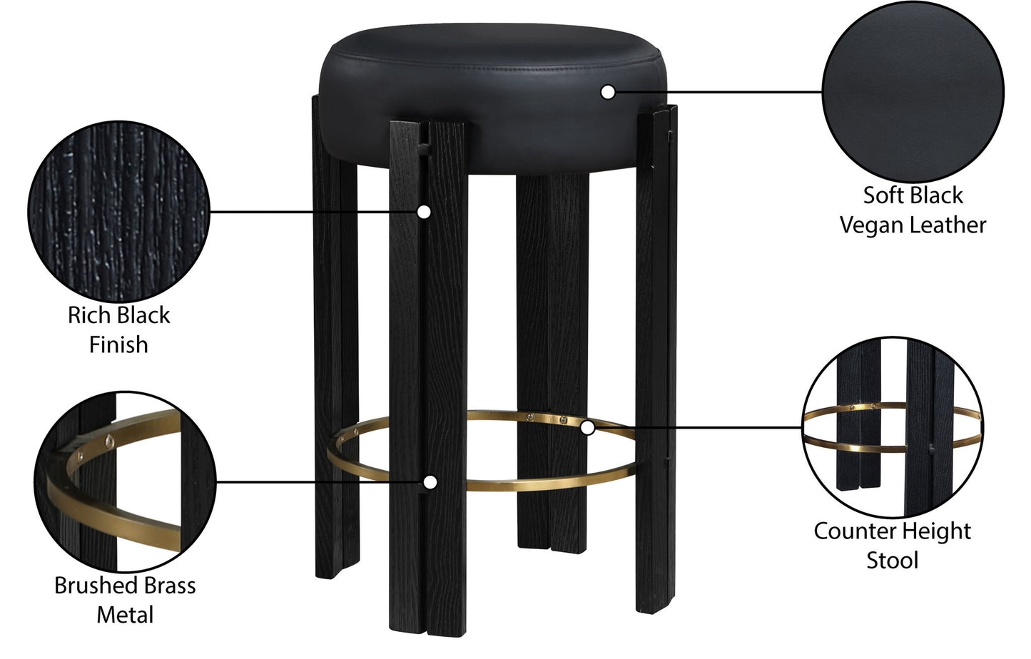 Harrison - Counter Stool With Black Legs
