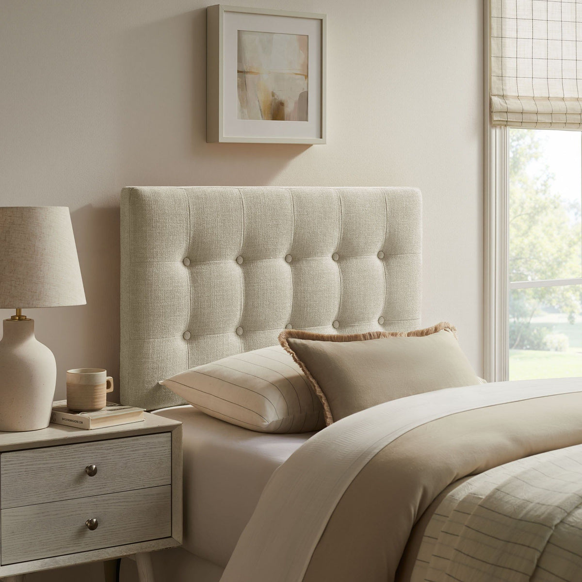 Emily Upholstered Fabric Headboard - Twin, Linen