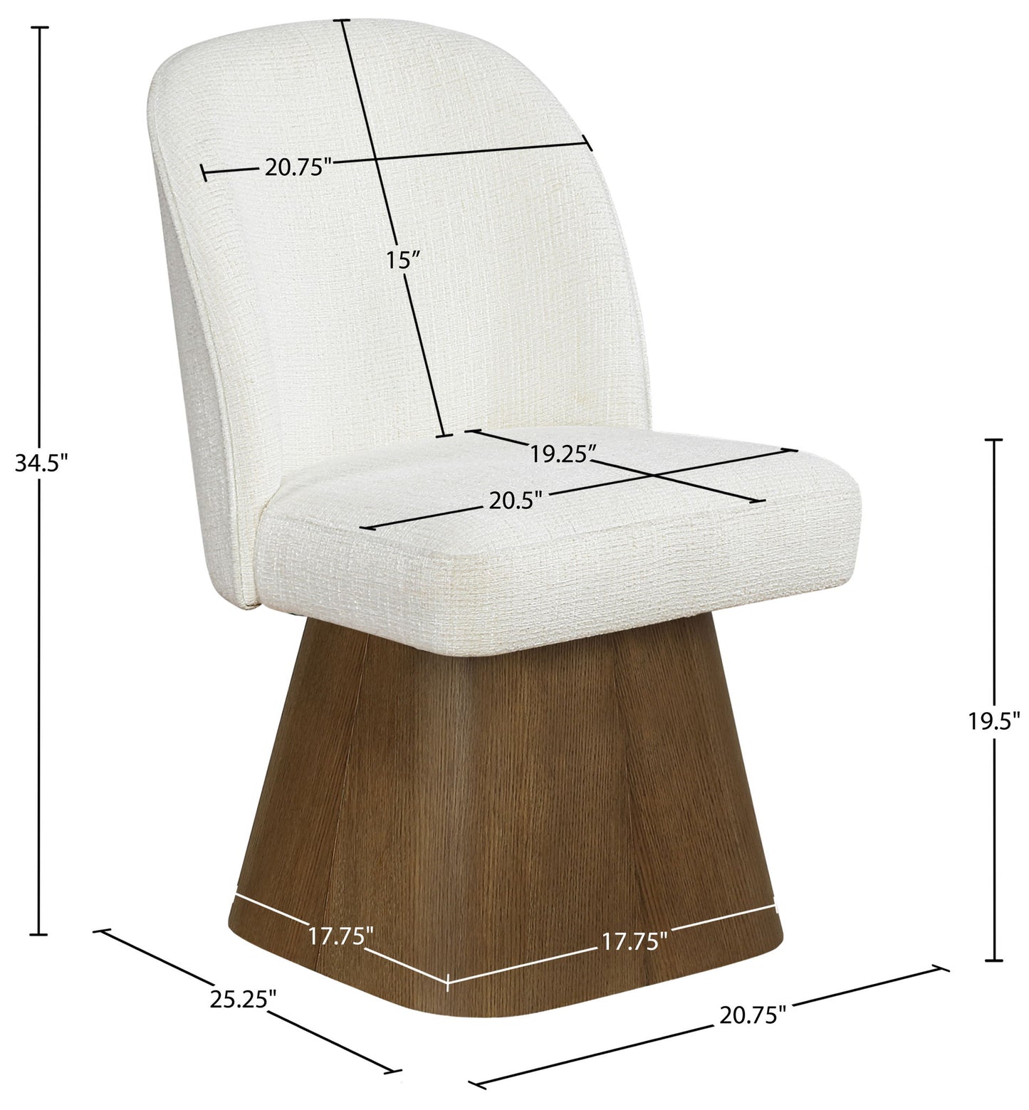 Marlowe - Linen Textured Fabric Upholstered Swivel Dining Side Chair - Stained Brown