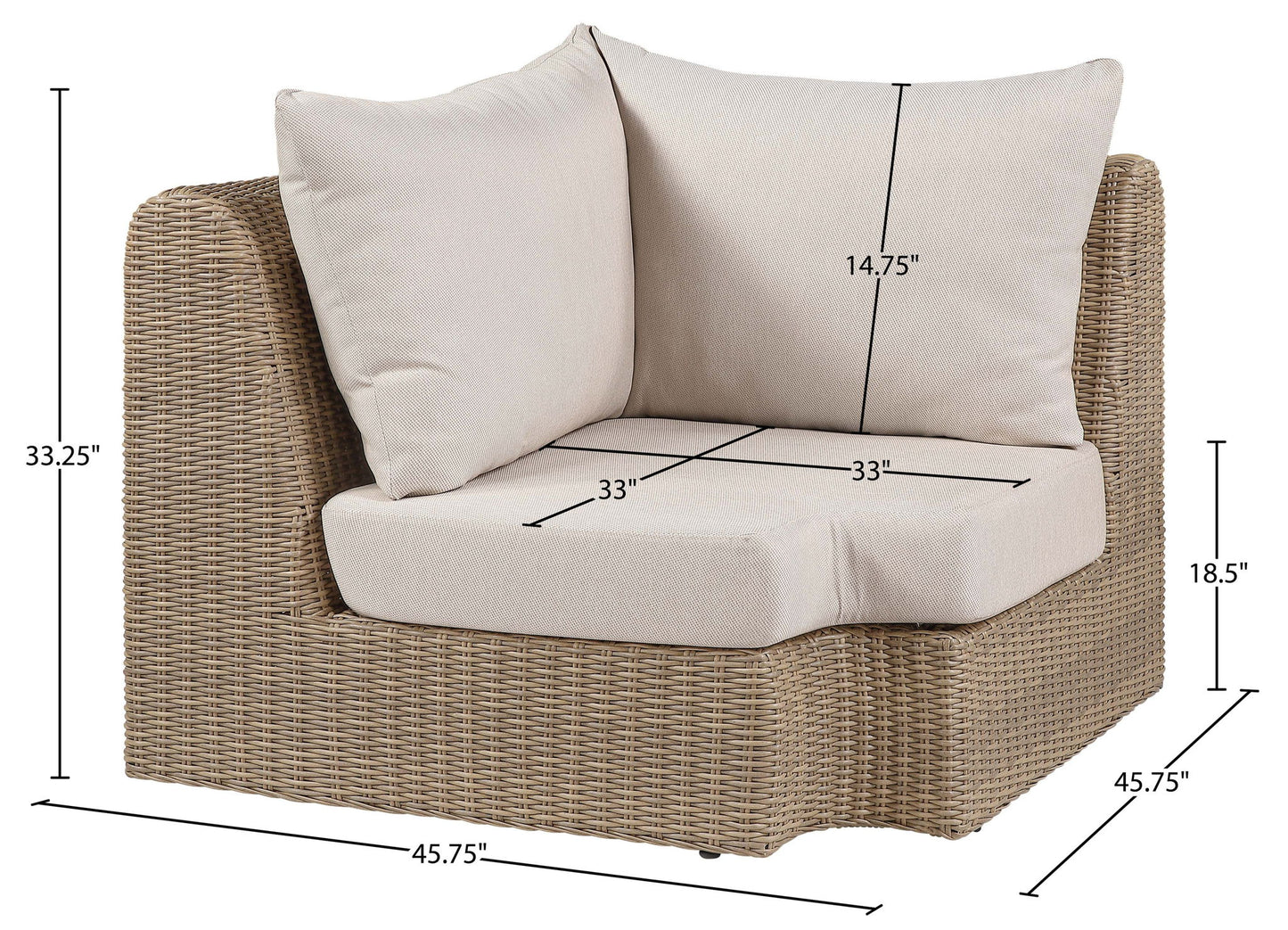 Seacrest - Olefin Water Resistant Fabric And Wicker Outdoor Patio Corner Chair