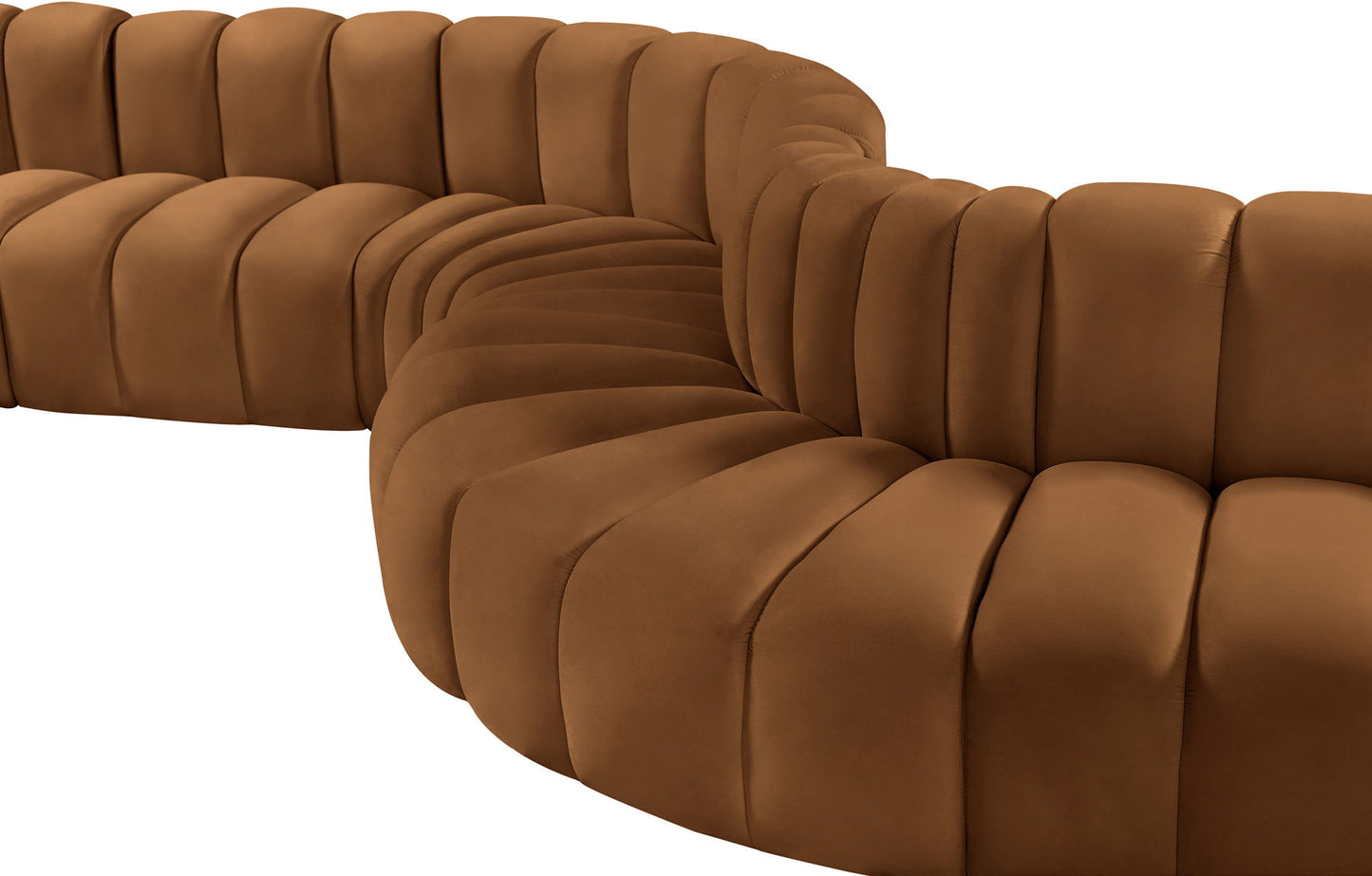 Arc - Velvet 8 Piece Curved Modular Sofa - Saddle