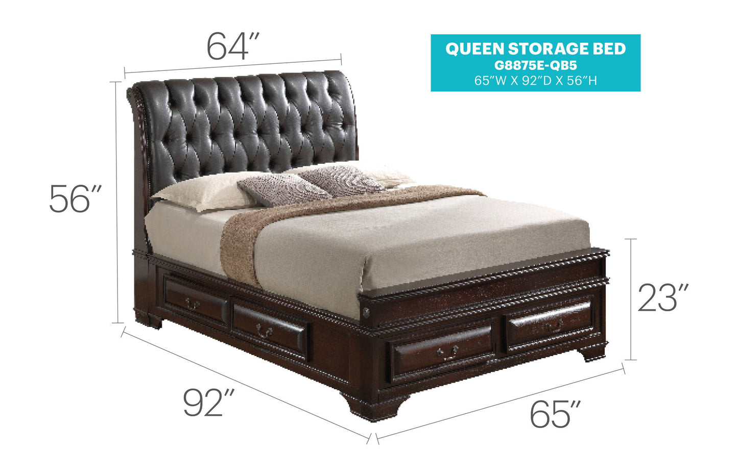Glory Furniture - LaVita - Faux Leather Upholstered Storage Bed