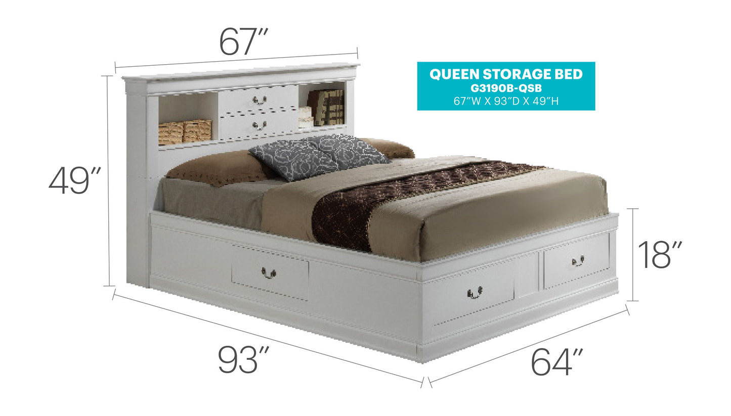 Glory Furniture - Louis Phillipe - Bookcase Storage Bed