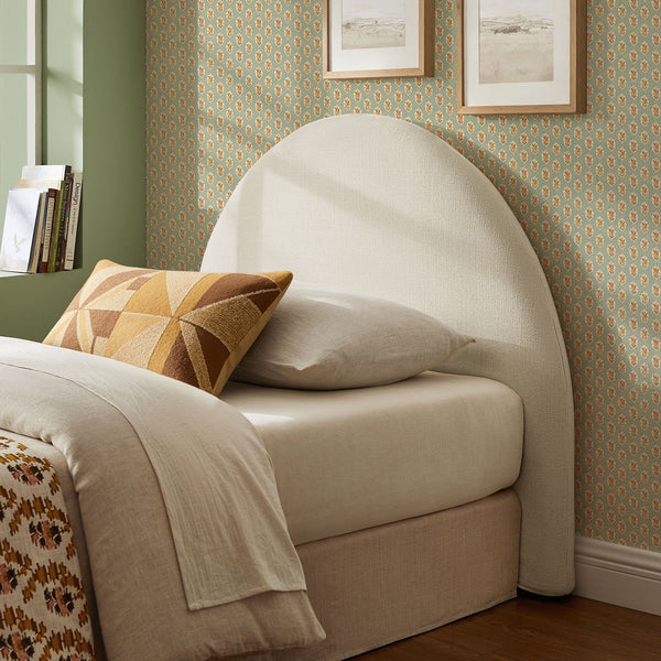 Modway Resort Queen Woven Upholstered Fabric Arched Headboard - Twin, Ecru