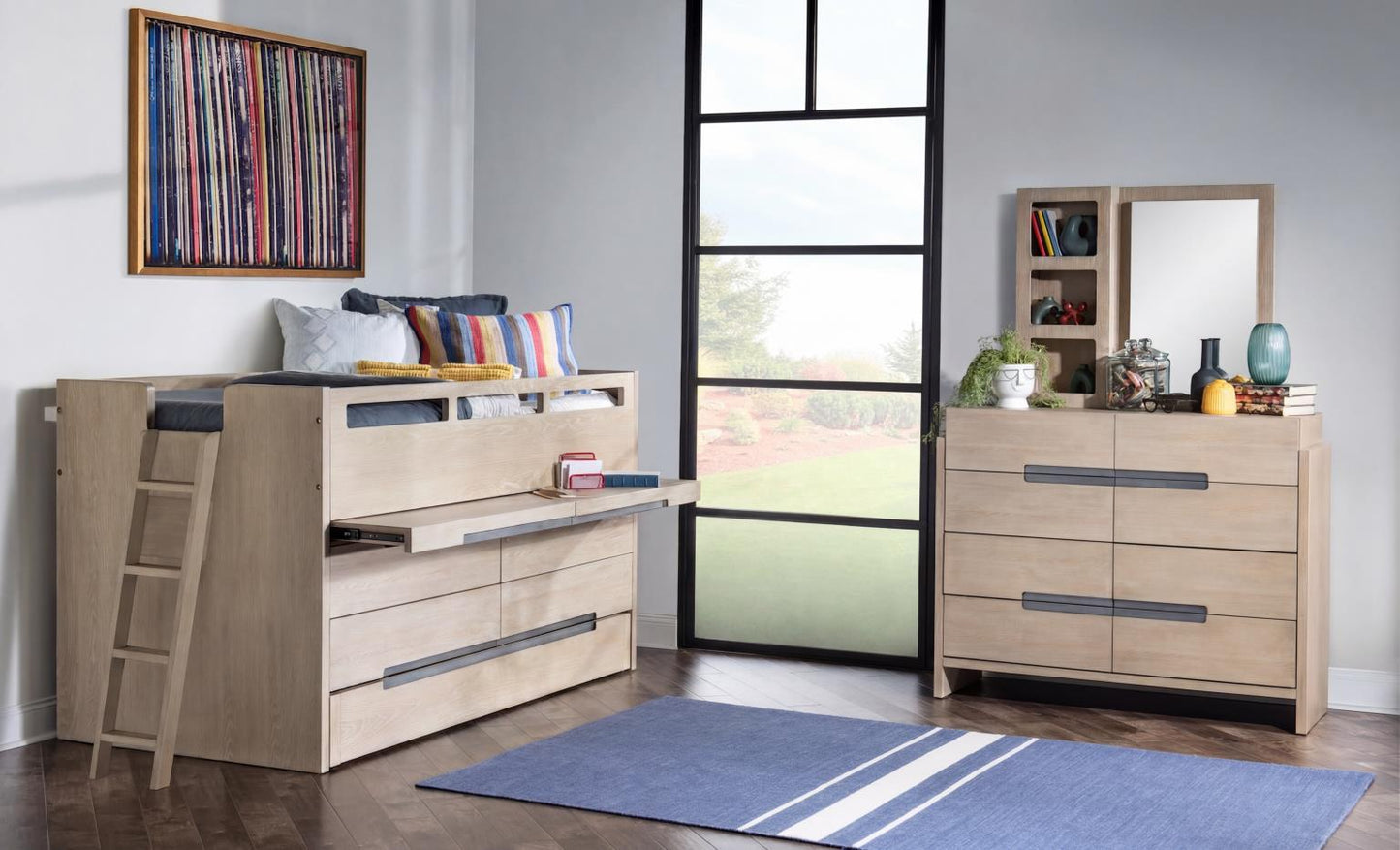 District - Complete Captains Bed - Weathered Oak