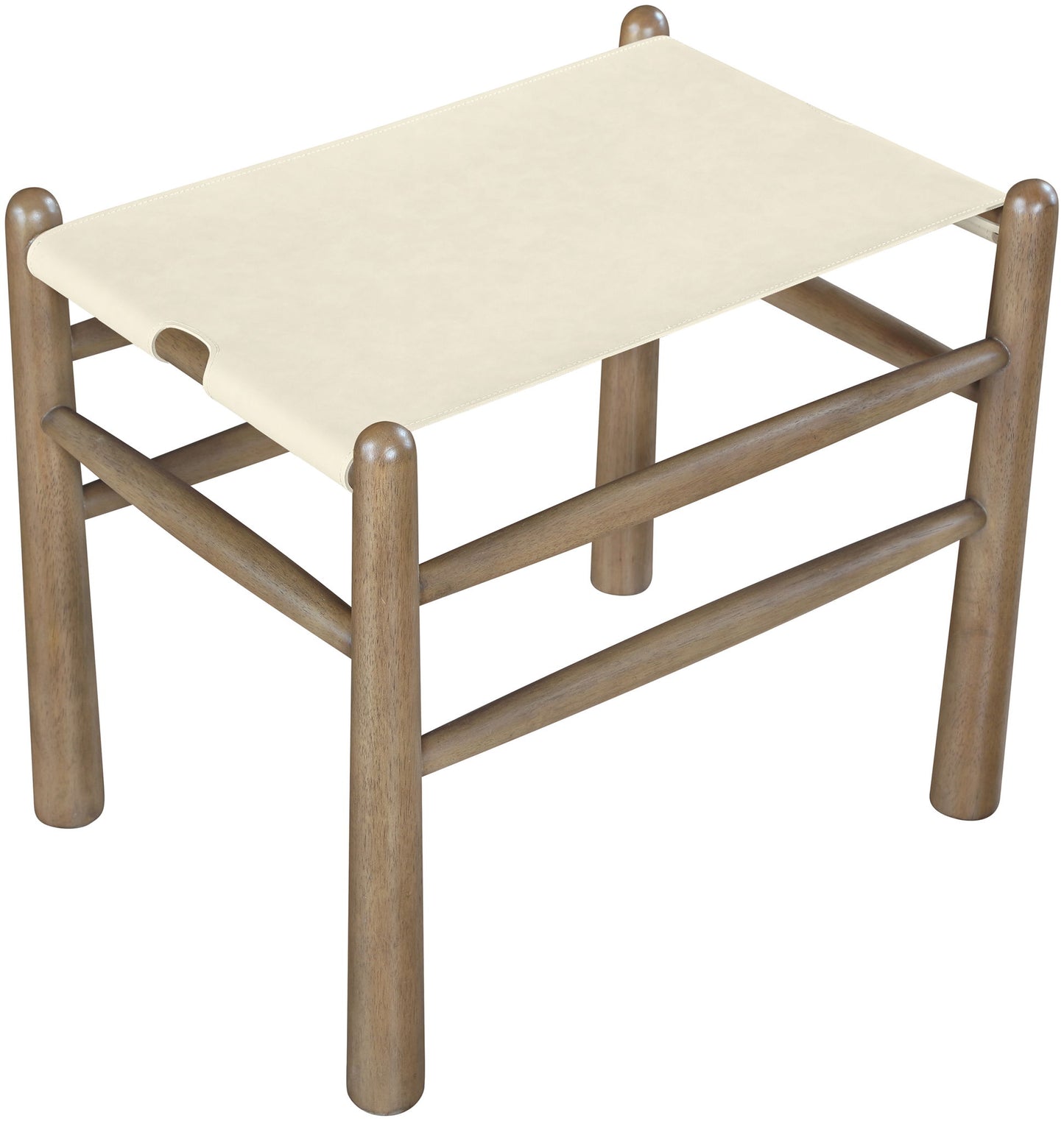 Santos - Faux Leather Upholstered Bench - Walnut Frame
