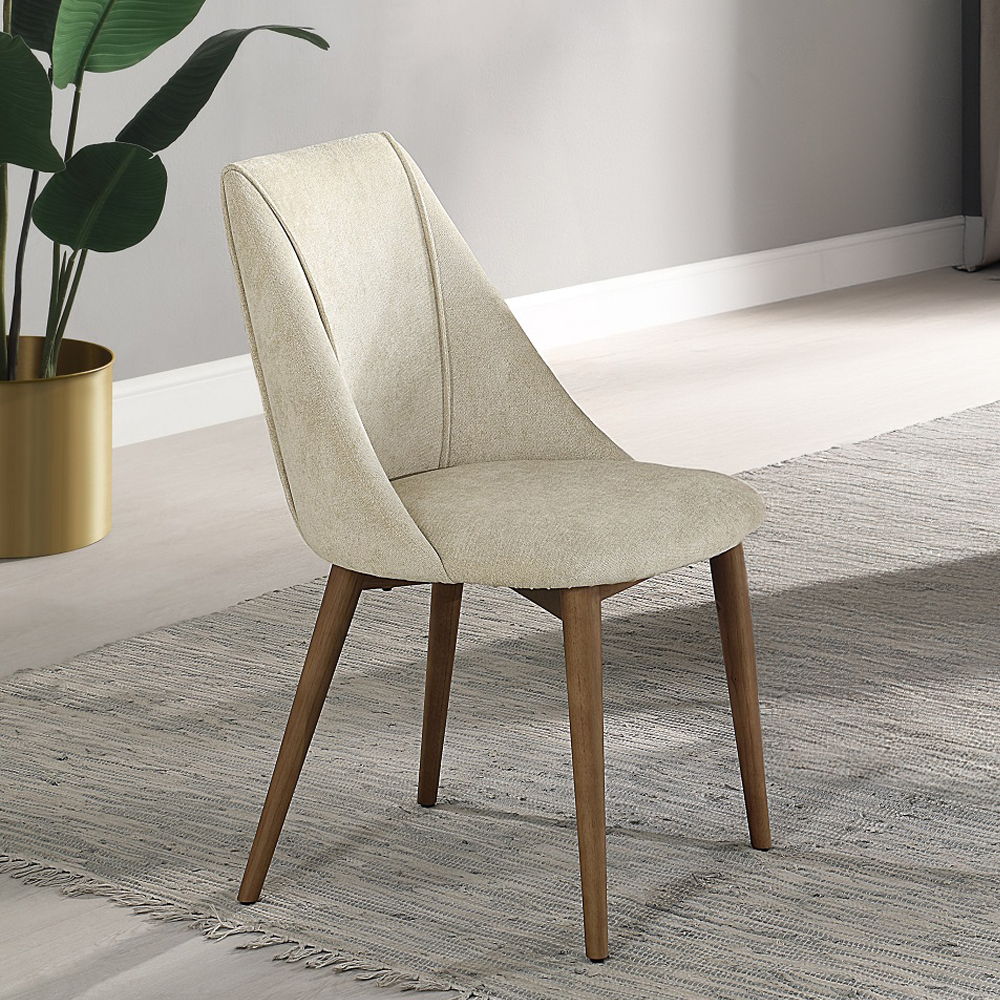Willene - Side Chair (Set of 2) - Beige Fabric & Walnut