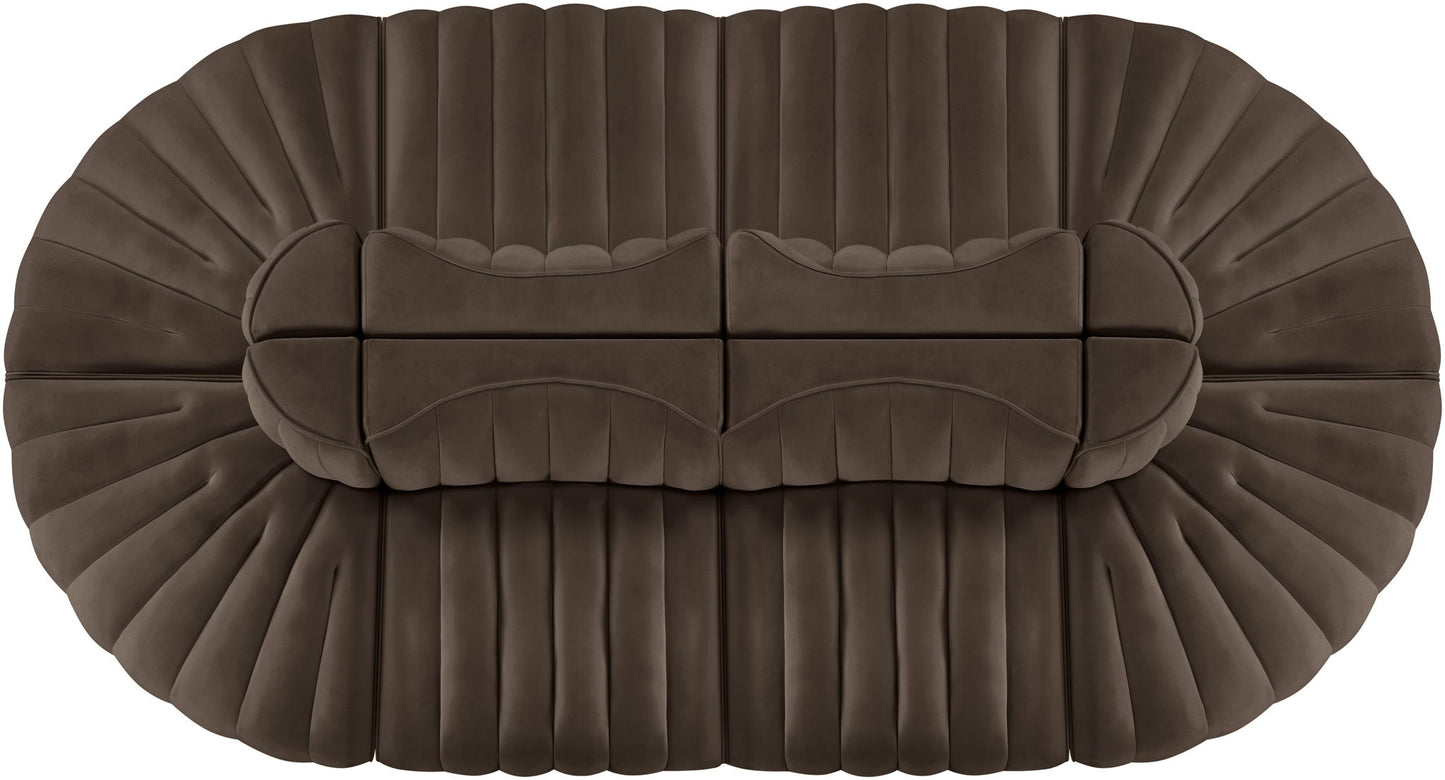 Rummi - Oval Velvet Performance Fabric Upholstered 8 Piece Modular Sectional