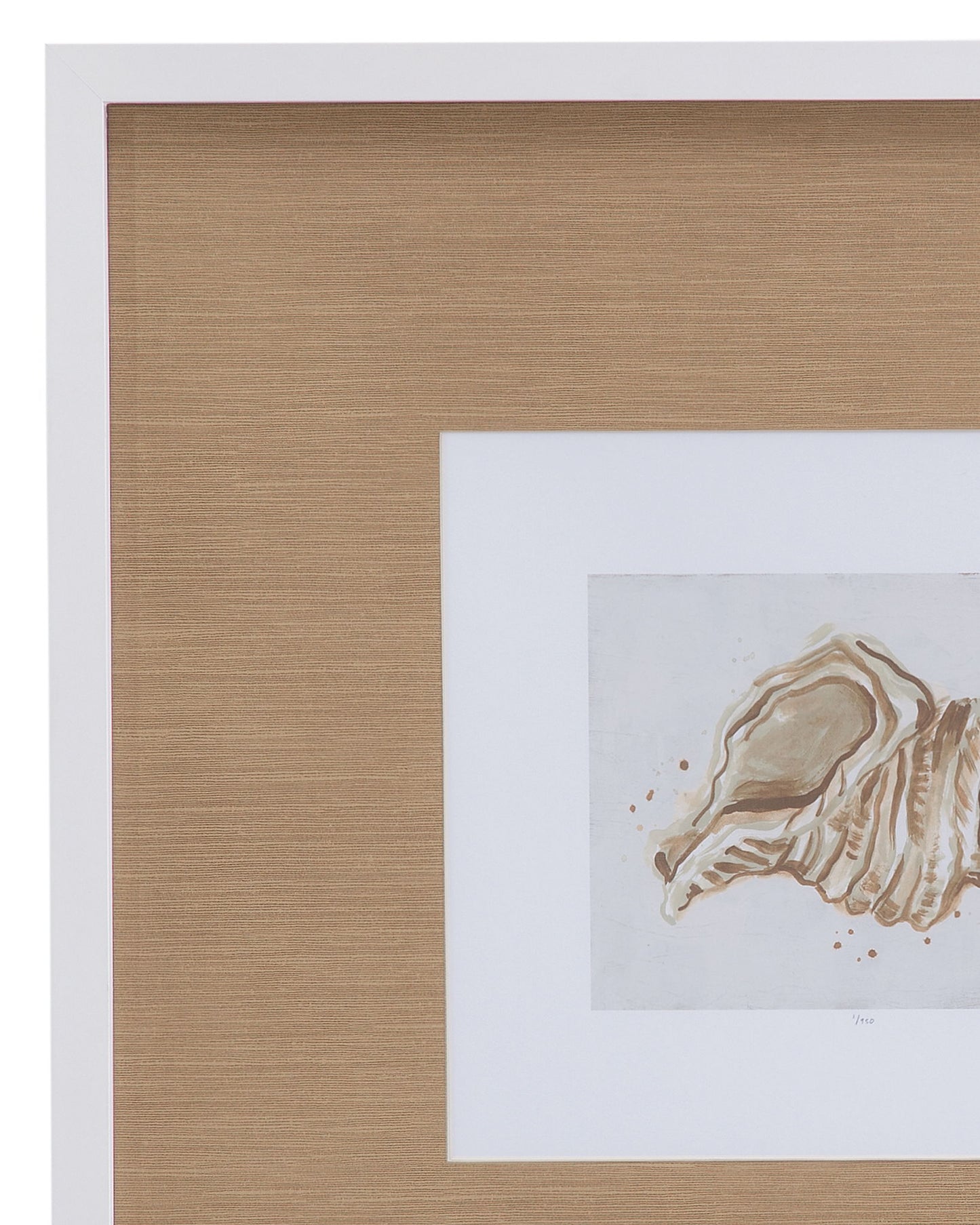 Neutral Shell Fresco II Framed Print - Light Brown / White