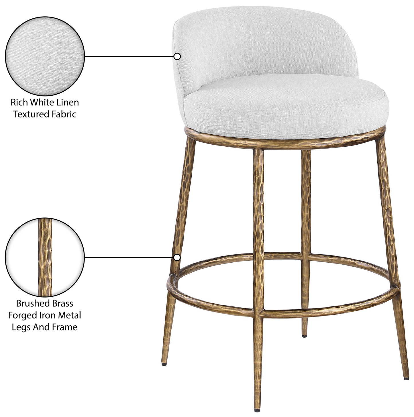 Ferro - Upholstered Counter Stool With Brushed Gold Base