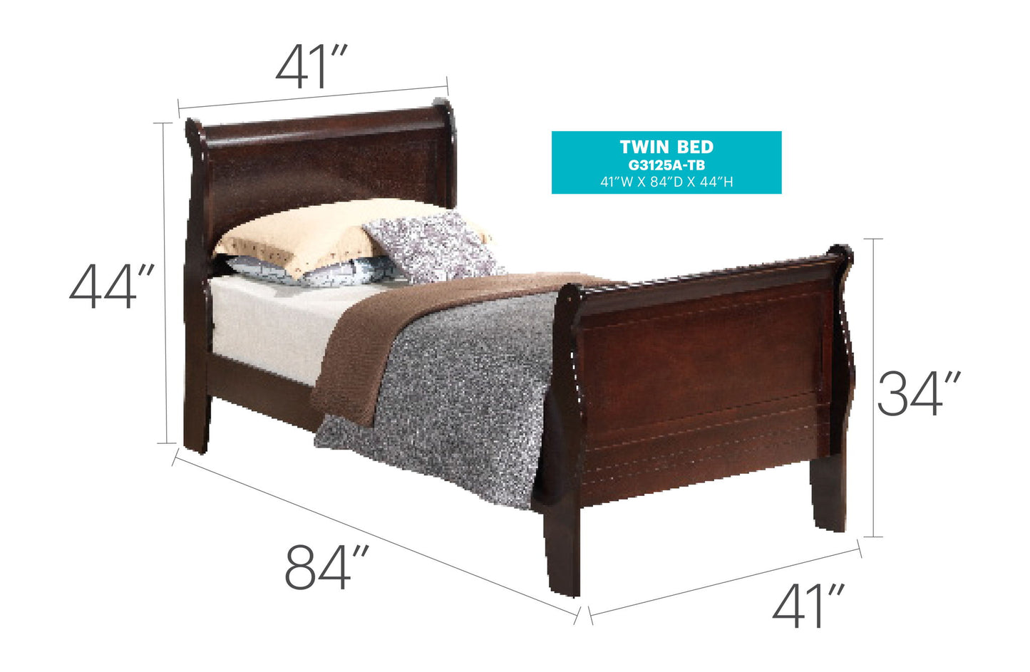 Glory Furniture - Louis Phillipe - Sleigh Bed