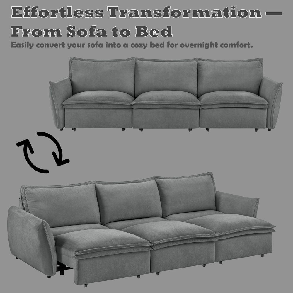 Eaden - Power Sofa With Sleeper - Gray Chenille