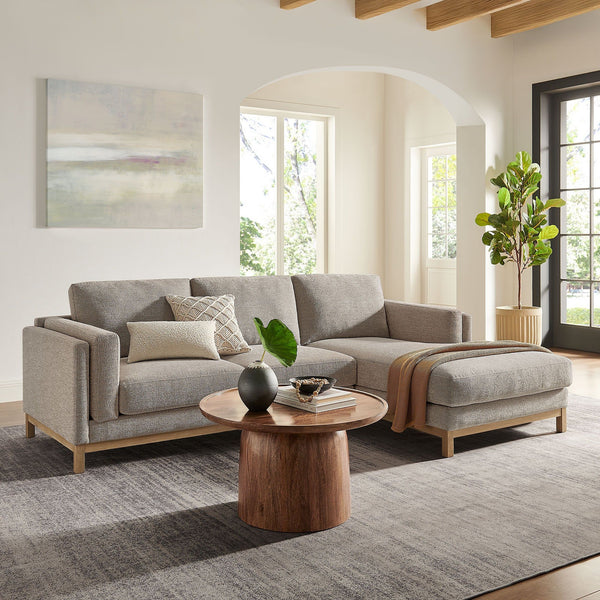 Roscoe Right-Facing Fabric Sectional Sofa with Chaise - Pewter