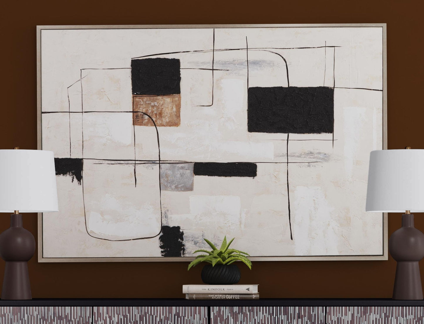 Quartershot Framed Canvas - Beige / Black