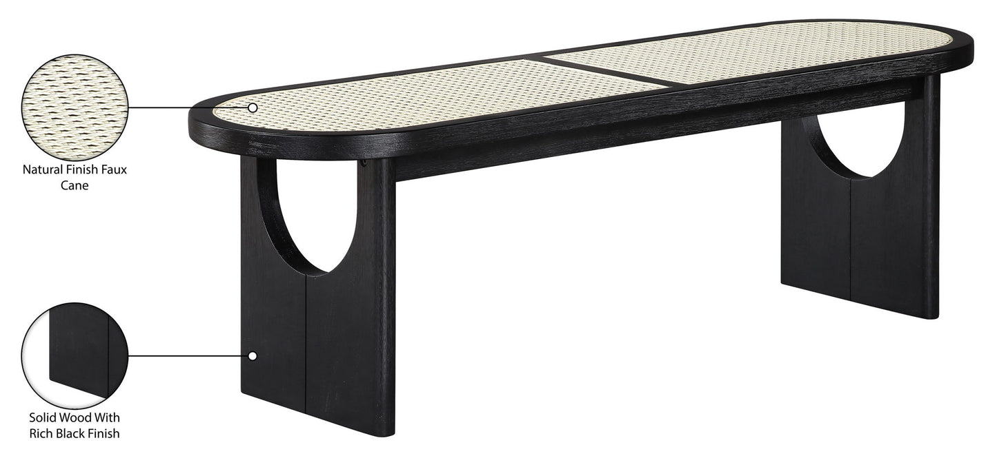 Canovia - Solid Wood And Faux Cane Bench