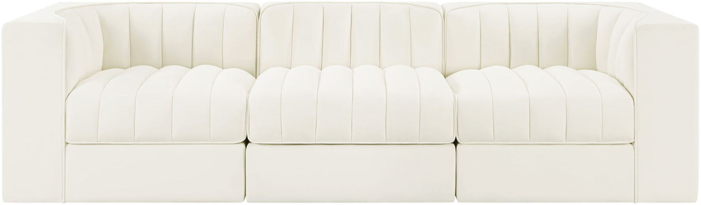 Rummi - Velvet Performance Fabric Upholstered 3 Piece Modular Sofa