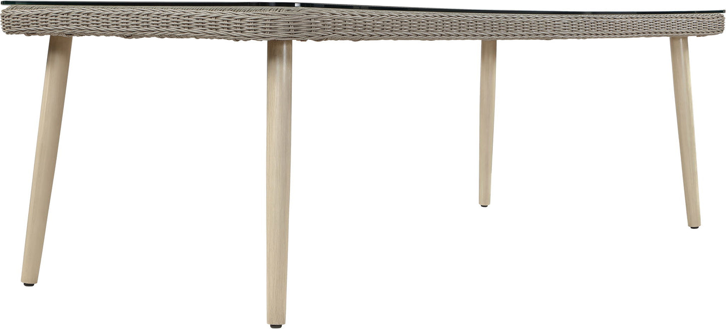 Seacrest - Tempered Glass Top And Wicker Outdoor Patio Dining Table