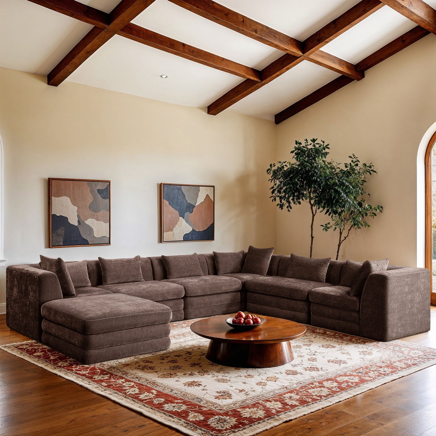 Stellar - 7 Piece Chenille Fabric Upholstered Modular Sectional