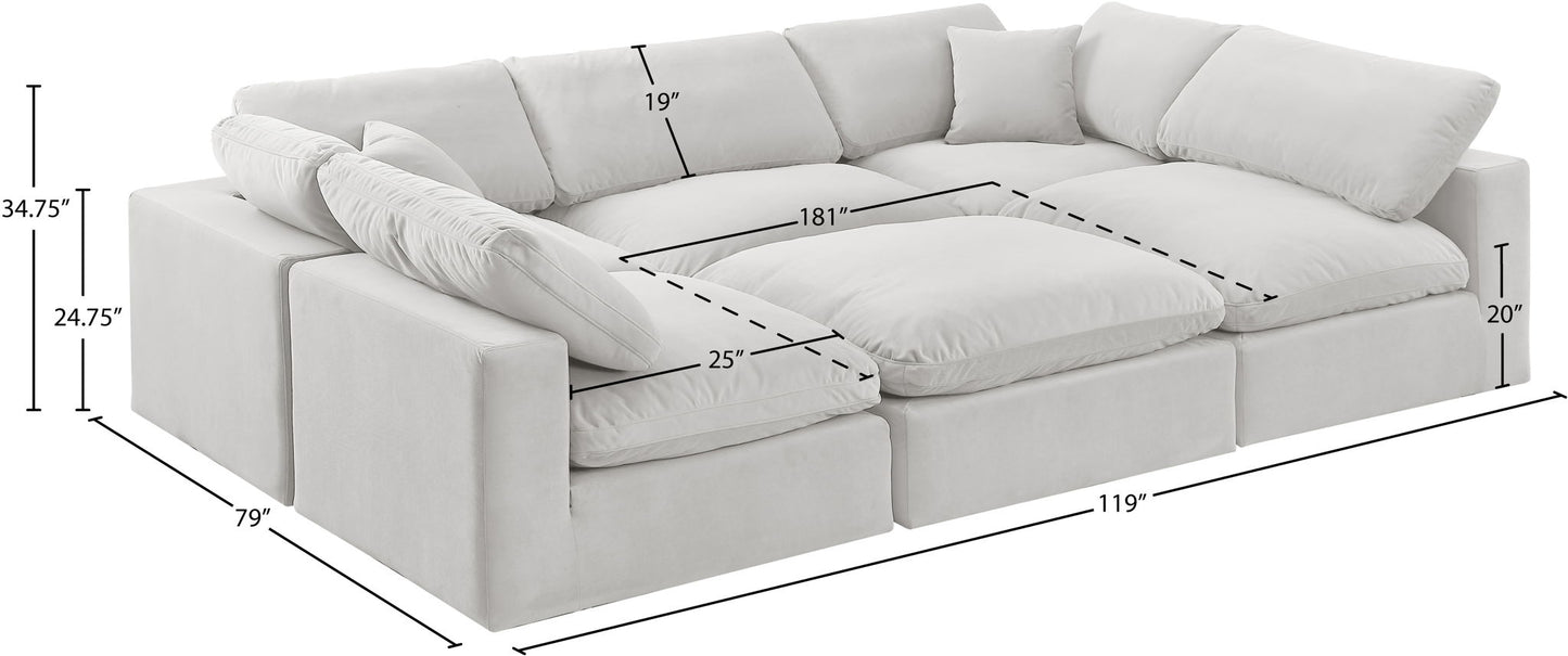 Comfy - 6 Piece Velvet Sectional