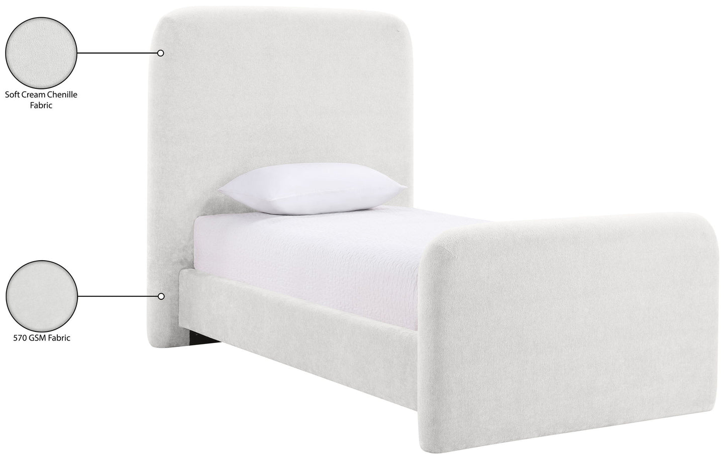 Fira - Chenille Fabric Upholstered Bed