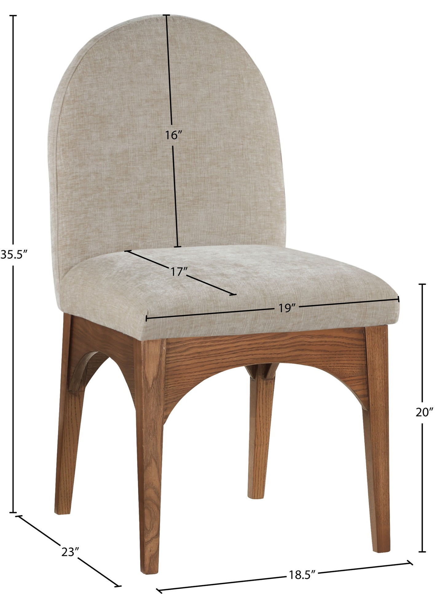 Waldorf - Chenille Dining Side Chair With Brown Legs