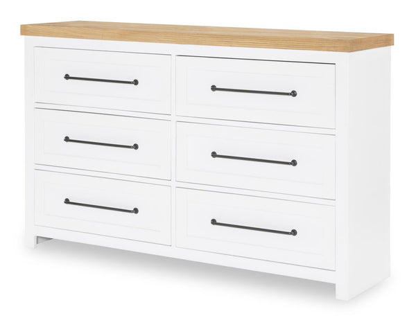 Horizons - 6 Drawers Dresser - Pure White / Natural Oak