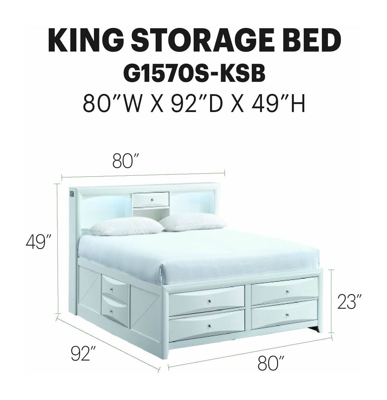 Glory Furniture - Marilla - Storage Bed With Lighting