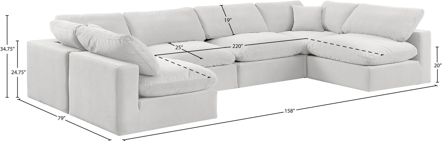 Comfy - 6 Piece Velvet Modular Armless Sectional
