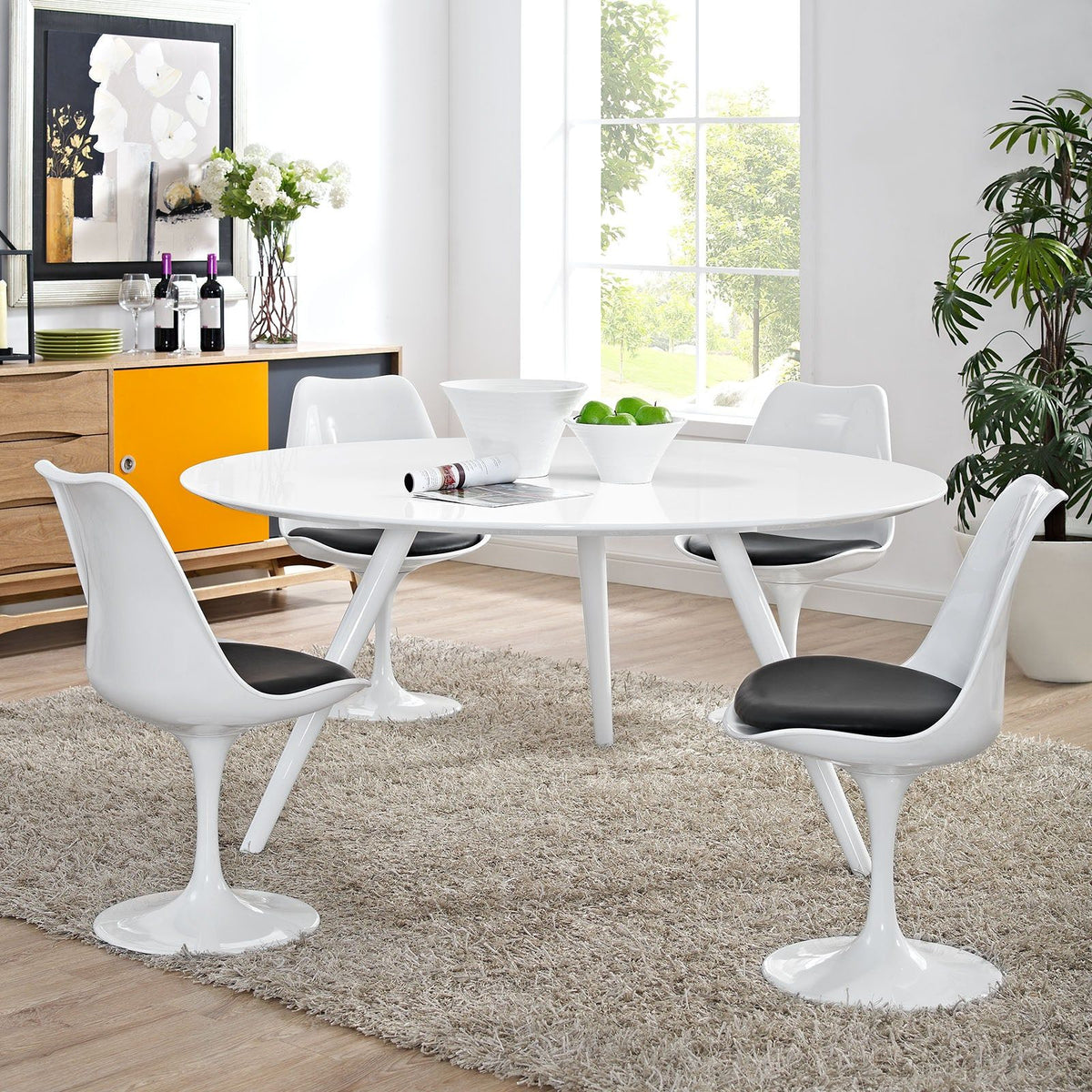 Lippa Round Wood Dining Table with Tripod Base - 60", White