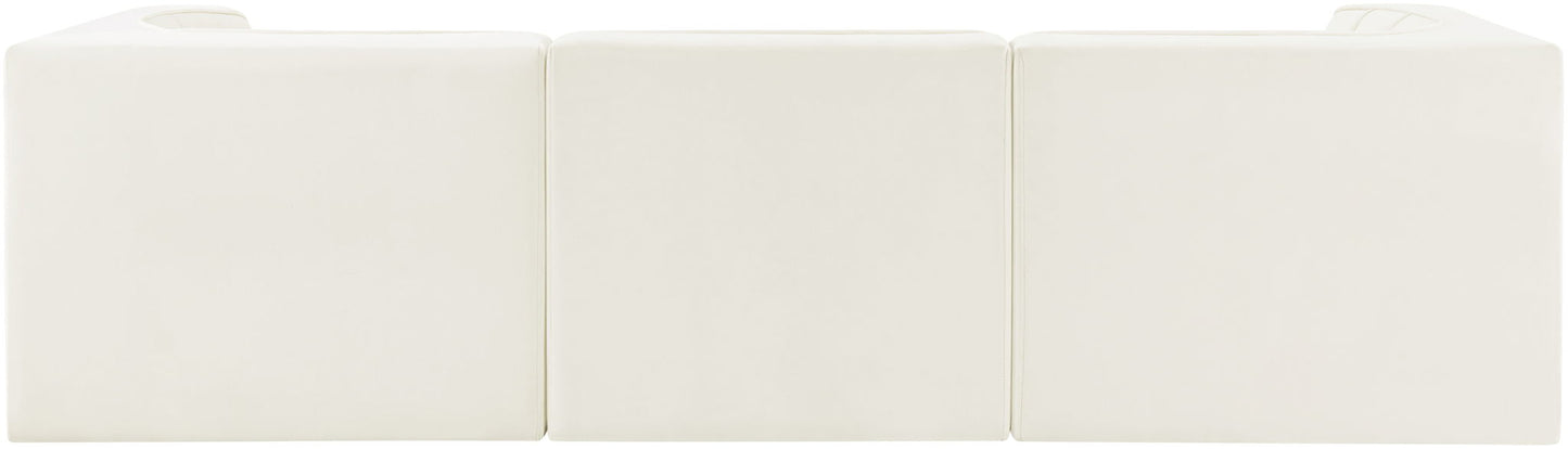 Rummi - Velvet Performance Fabric Upholstered 3 Piece Modular Sofa