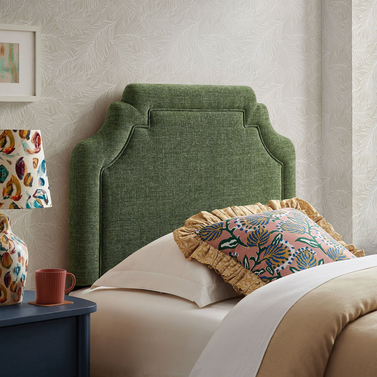 Magnolia Upholstered Fabric Headboard - Twin, Foliage