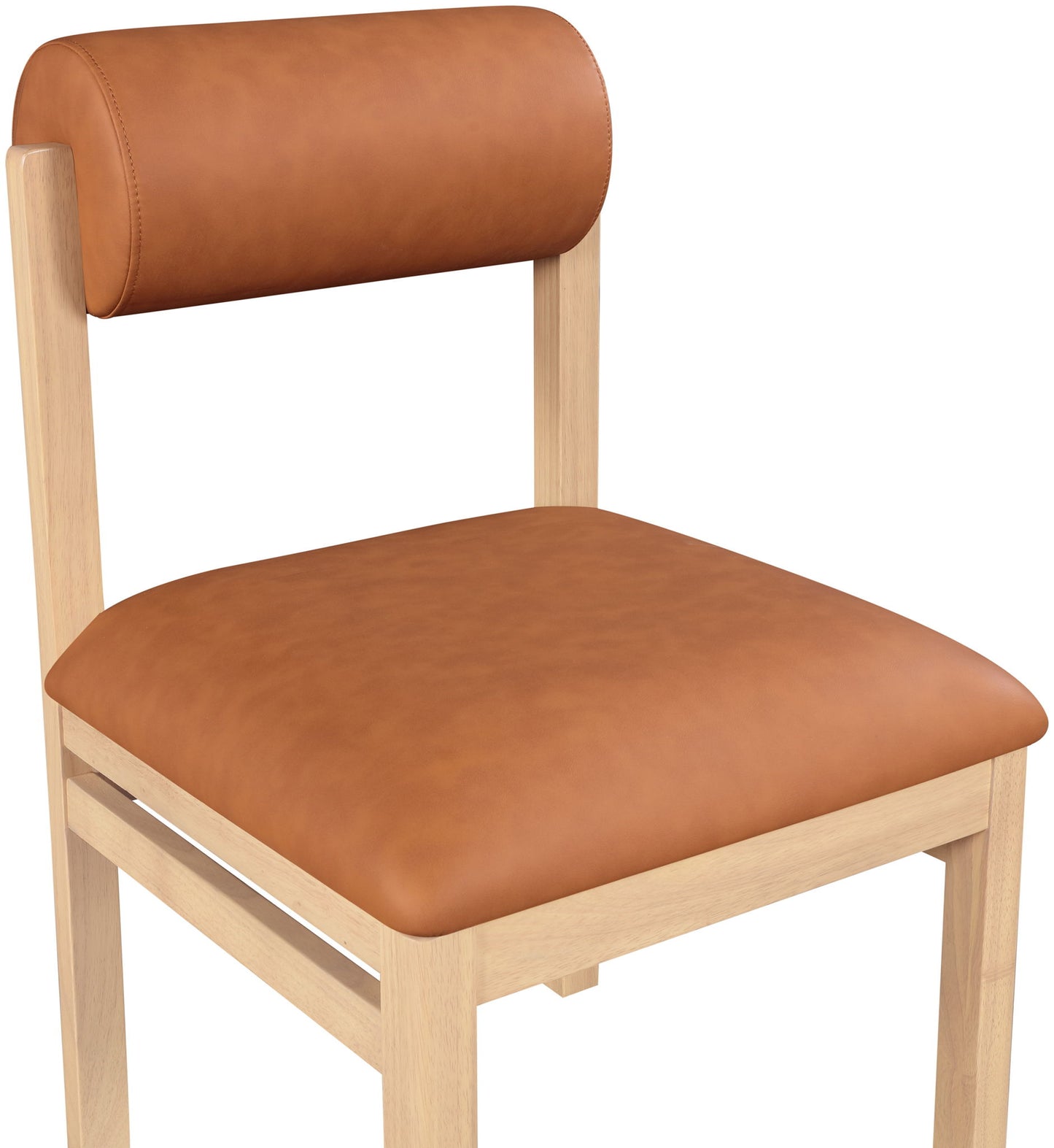 Roundhill - Faux Leather Dining Chair (Set of 2) - Natural Frame