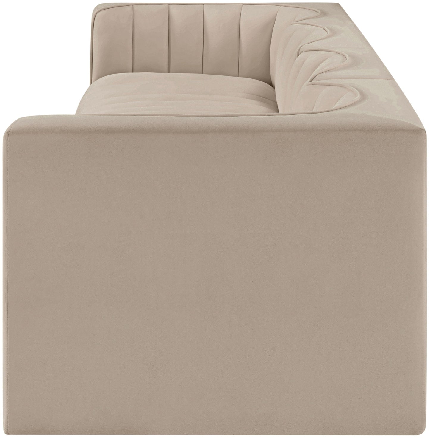 Rummi - Velvet Performance Fabric Upholstered 4 Piece Modular Sofa