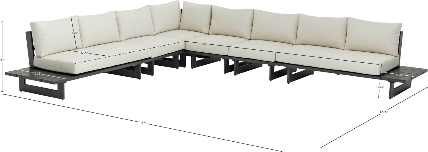 Maldives - 6 Piece Water Resistant Outdoor Patio Modular Sectional With Gray Base