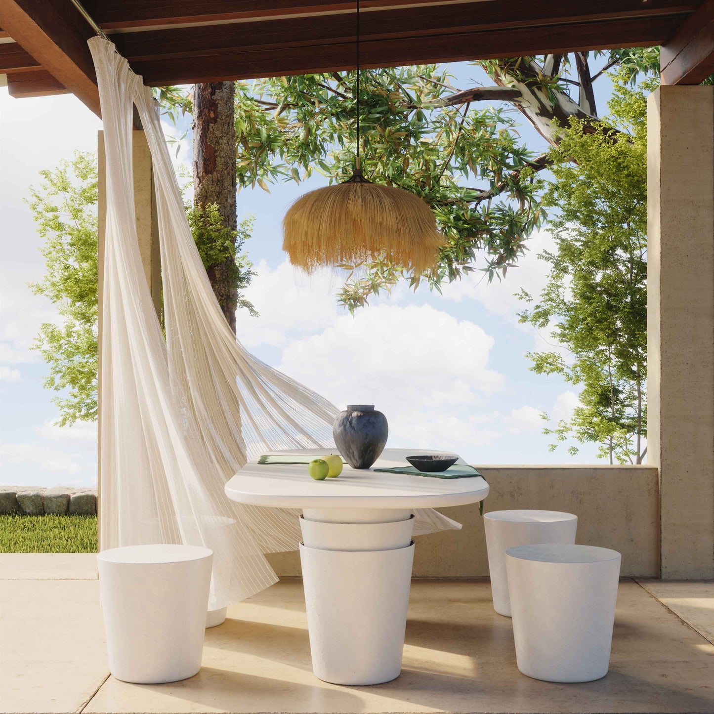 Margot - Faux Plaster Indoor / Outdoor Concrete Stool - Light Gray