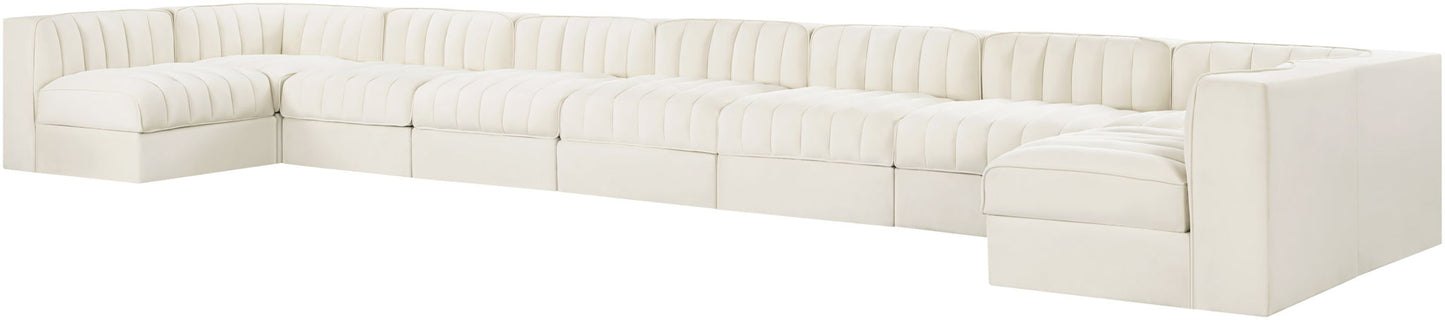 Rummi - Armless Velvet Performance Fabric Upholstered 9 Piece Modular Sectional