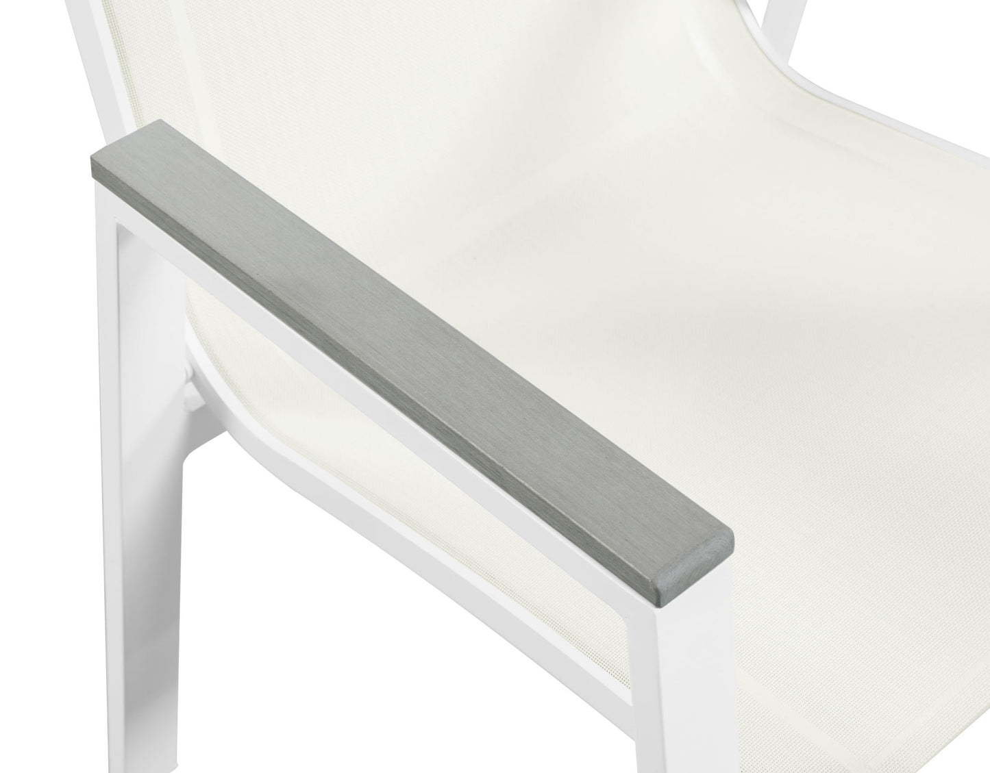 Nizuc - Outdoor Patio Dining Arm Chair With White Frame And Gray Arms (Set of 2)