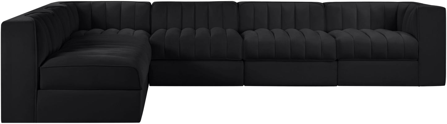 Rummi - Velvet Performance Fabric Upholstered 6 Piece Modular Sectional