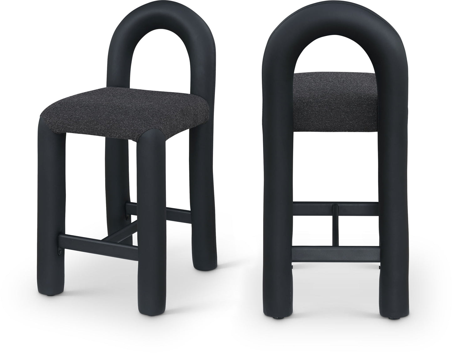 Amari - Vegan Leather and Boucle Fabric Stool